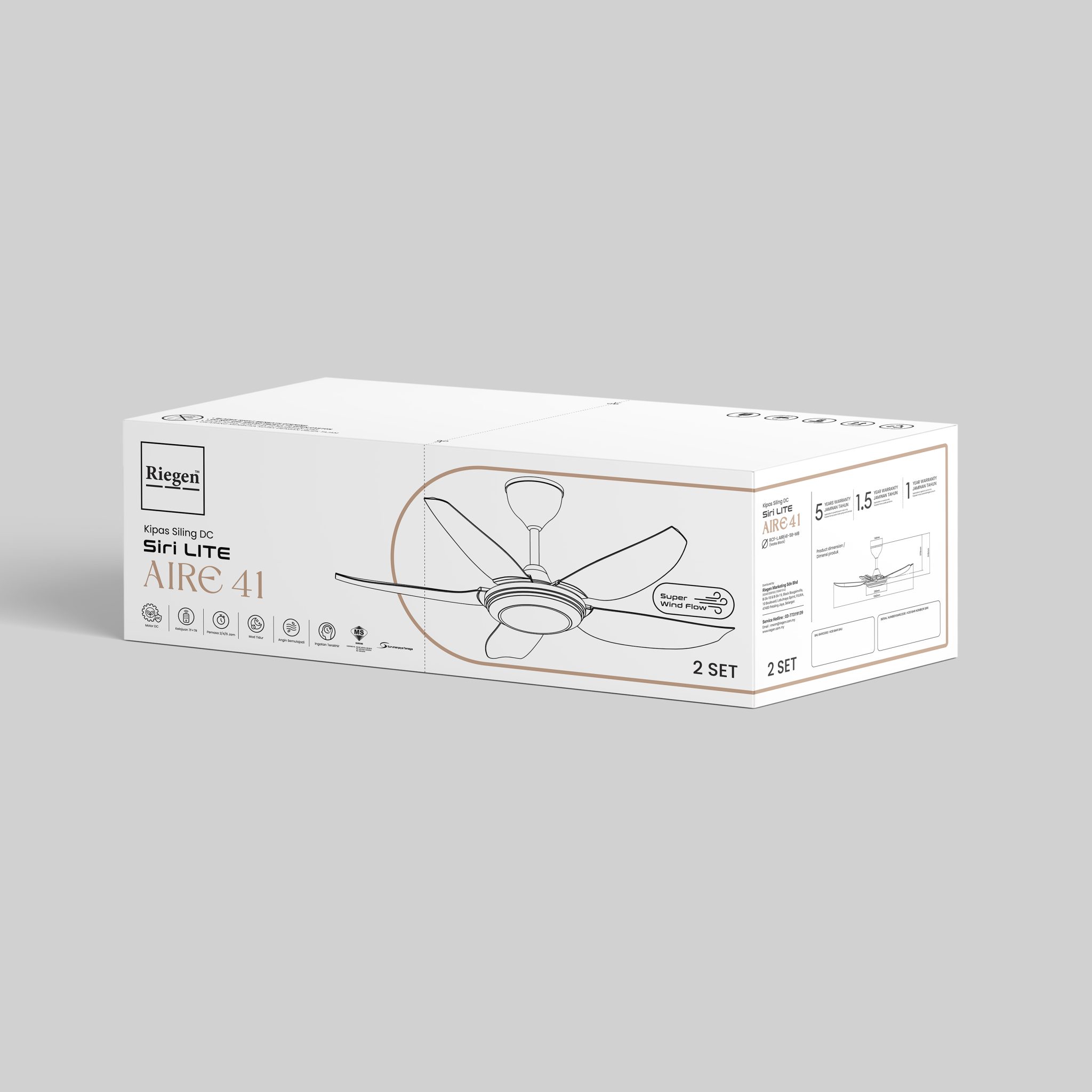 Aire 41” — DC Motor Ceiling Fan - Riegen Malaysia