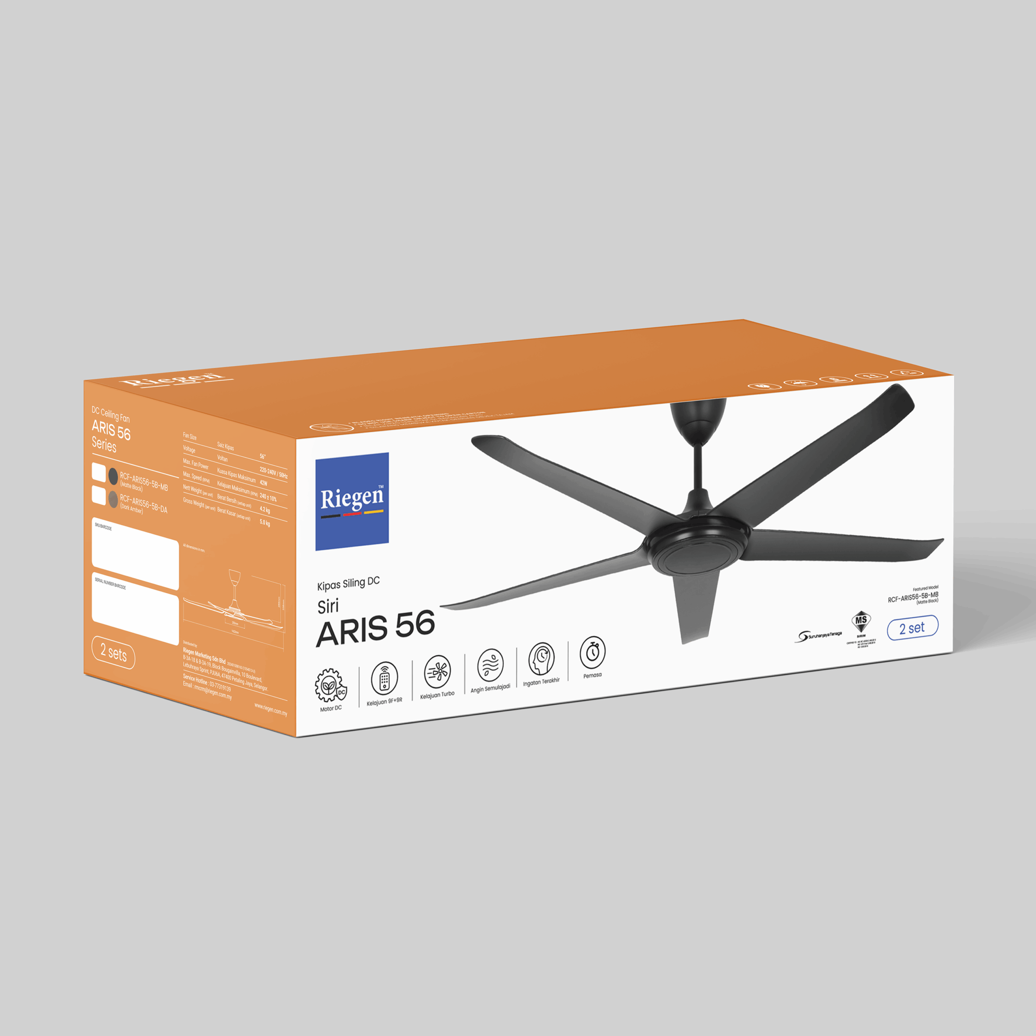 Aris 56” — DC Motor Ceiling Fan - Riegen Malaysia